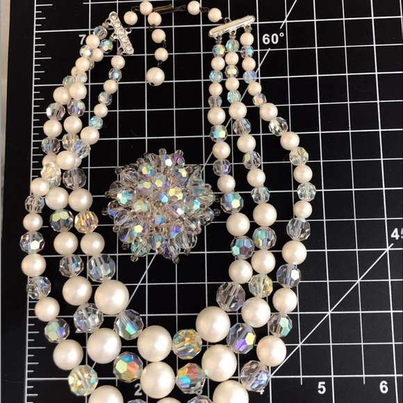 Vintage lot of aurora borealis rhinestone crystal jewelry - Picture 7 of 10